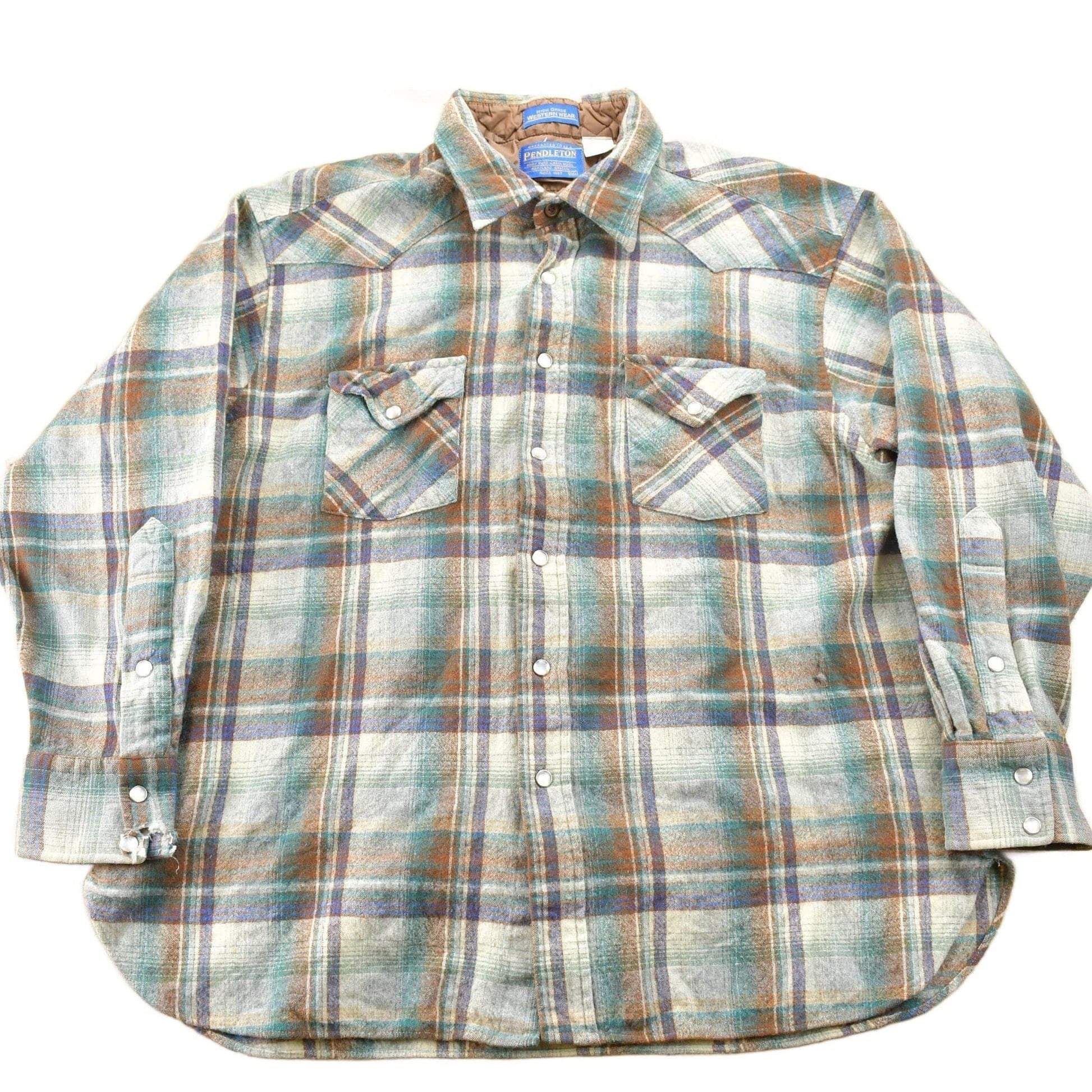 Vintage 1990s Pendleton Plaid Button Up Board Shirt Men's XL from propervintagecanada