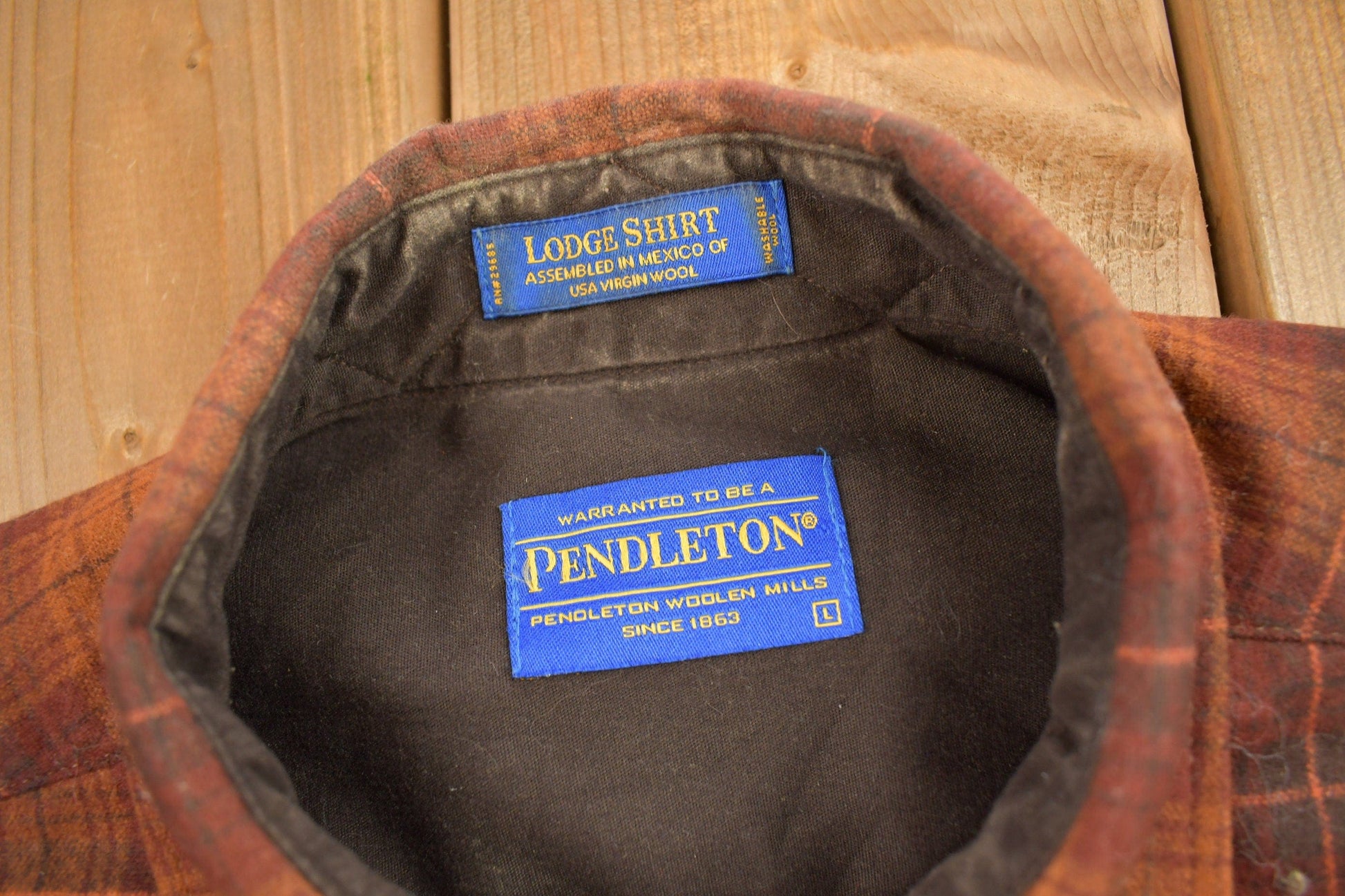 Vintage 1990s Pendleton Plaid Button Up Lodge Shirt Men's Large from propervintagecanada