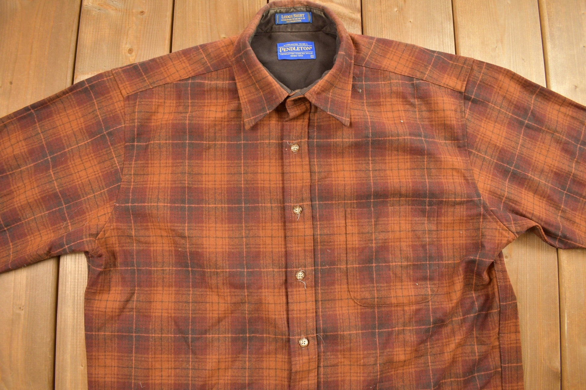 Vintage 1990s Pendleton Plaid Button Up Lodge Shirt Men's Large from propervintagecanada