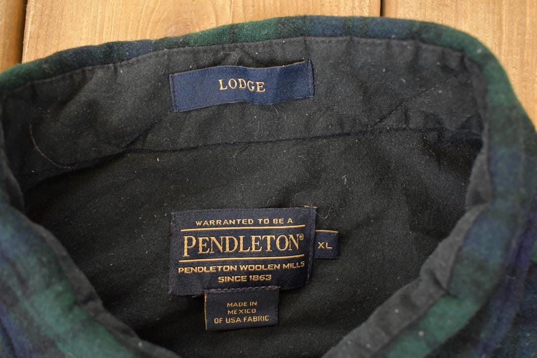 Vintage 1990s Pendleton Plaid Button Up Shirt Men's L from propervintagecanada