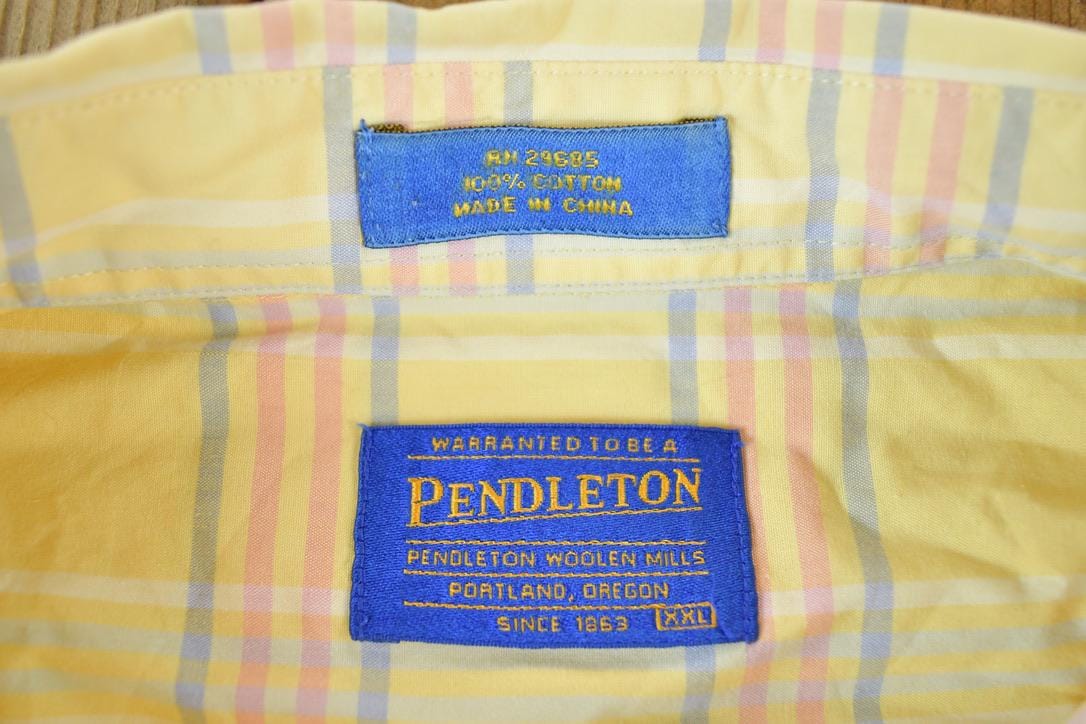 Vintage 1990s Pendleton Plaid Button Up Shirt Mens XL from propervintagecanada