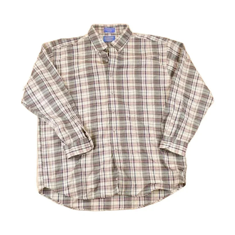 Vintage 1990s Pendleton Plaid Wool Button Up Shirt Men's XL from propervintagecanada