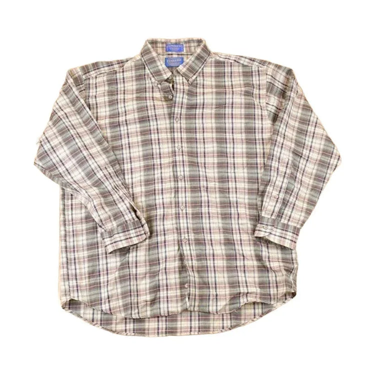 Vintage 1990s Pendleton Plaid Wool Button Up Shirt Men's XL from propervintagecanada
