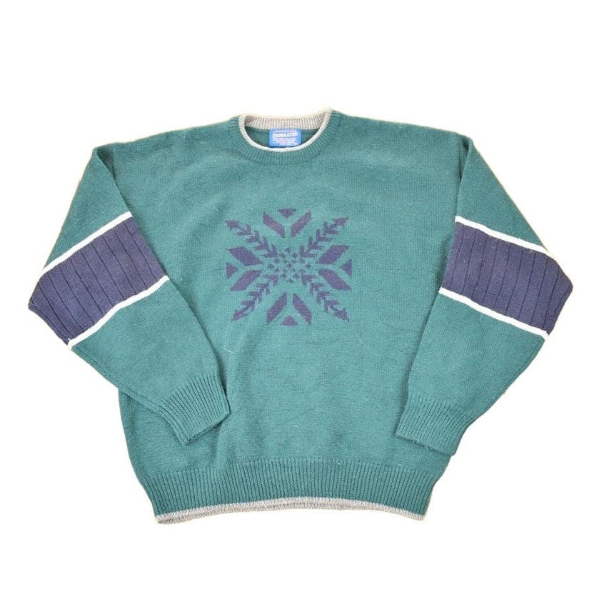 Vintage 1990s Pendleton Snowflake Wool Cable Knit Crewneck Sweater Men's L from propervintagecanada