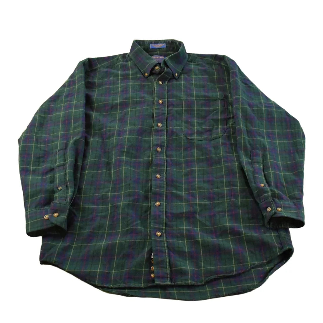 Vintage 1990s Pendleton Wool Flannel Button Up Shirt Men's Large Long from propervintagecanada