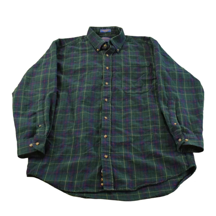 Vintage 1990s Pendleton Wool Flannel Button Up Shirt Men's Large Long from propervintagecanada