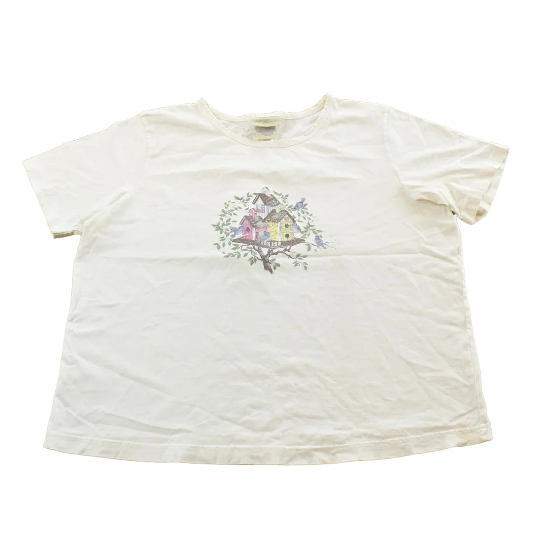 Vintage 1990s Penmans Floral Birds T-Shirt Women's XL from propervintagecanada