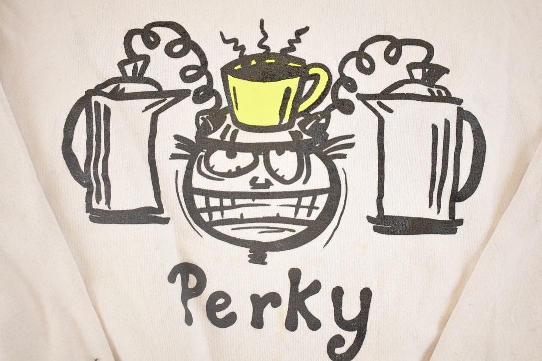 Vintage 1990s Perky Coffee Souvenir Crewneck Sweatshirt Mens M from propervintagecanada
