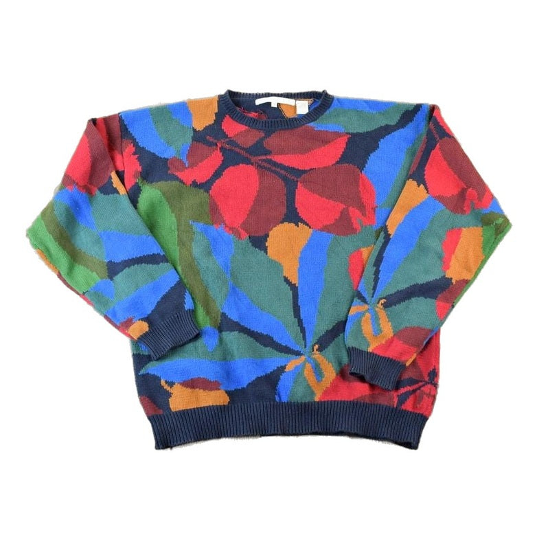 Vintage 1990s Perry Ellis Abstract Knit Crewneck Sweater Men's Small from propervintagecanada