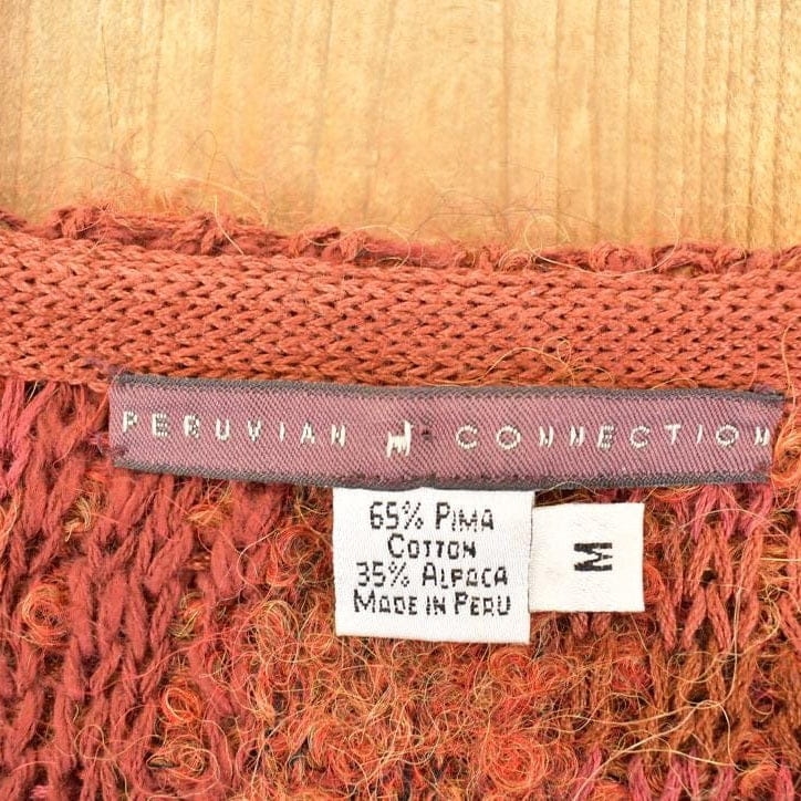 Vintage 1990s Peruvian Connection Abstract Knit Cardigan Sweater Women's M from propervintagecanada