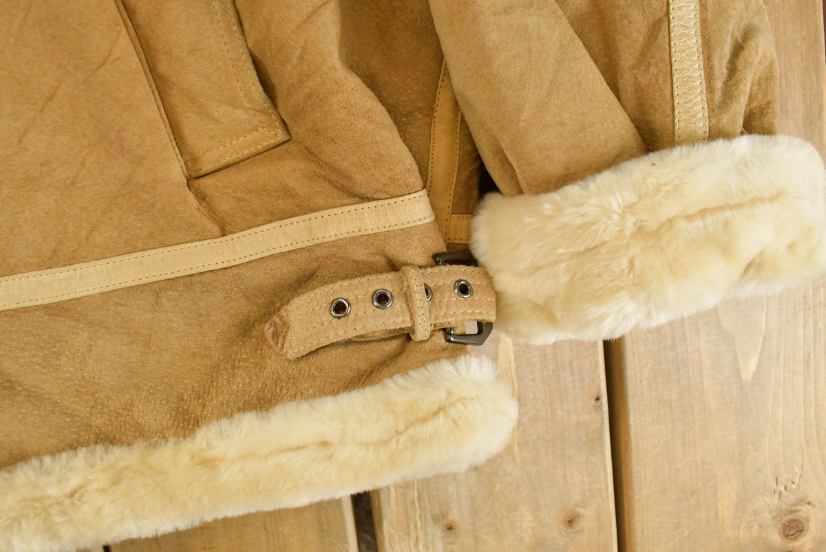 Vintage 1990s Phat Farm Faux Shearling Suede Leather Jacket Men's 4XL from propervintagecanada
