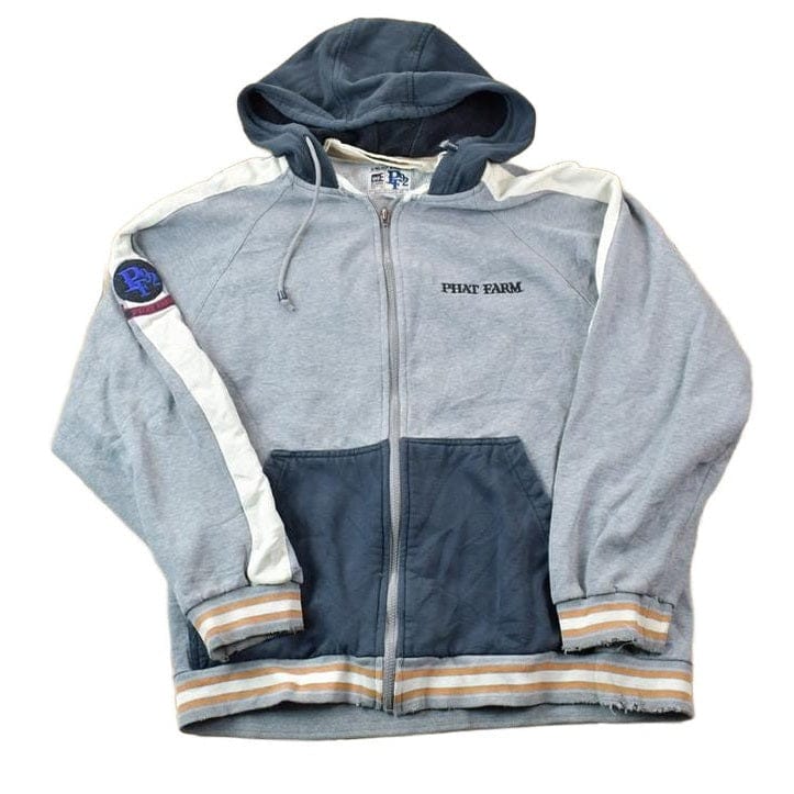 Vintage 1990s Phat Farm Heavy Cotton Full Zip Embroidered Patchwork Hoodie Men's Large from propervintagecanada
