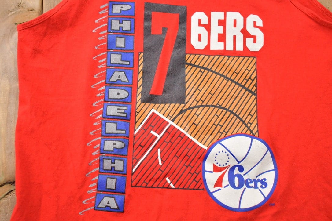 Vintage 1990s Philadelphia 76ers NBA Tank Top Sleeveless T Shirt 90s Sportswear Men's Large from propervintagecanada