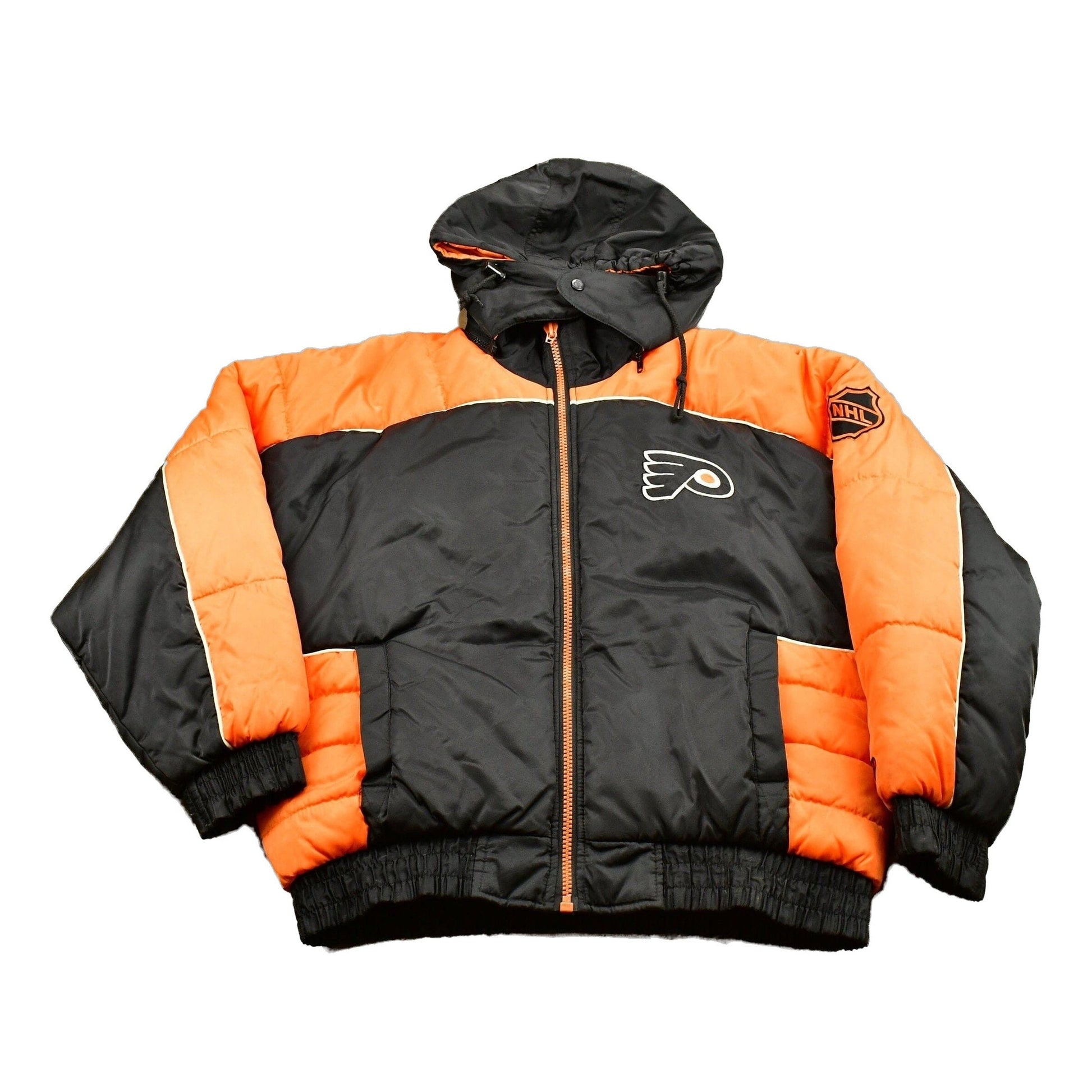 Vintage 1990s Philadelphia Flyers NHL Pro Player Puffer Jacket Men's Large from propervintagecanada