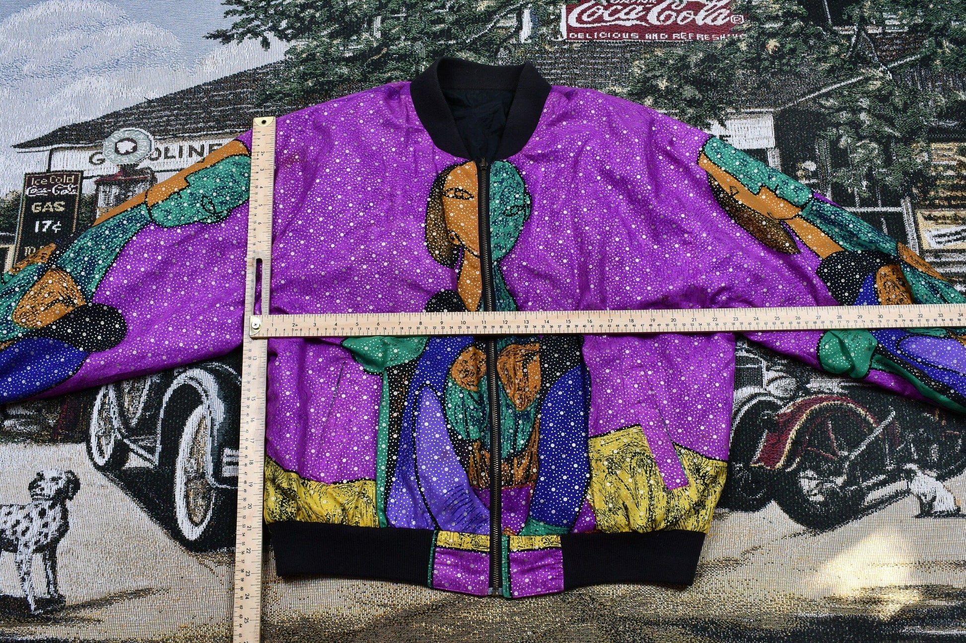 Vintage 1990s Picasso Style All Over Print Full Zip Windbreaker Men's XL from propervintagecanada