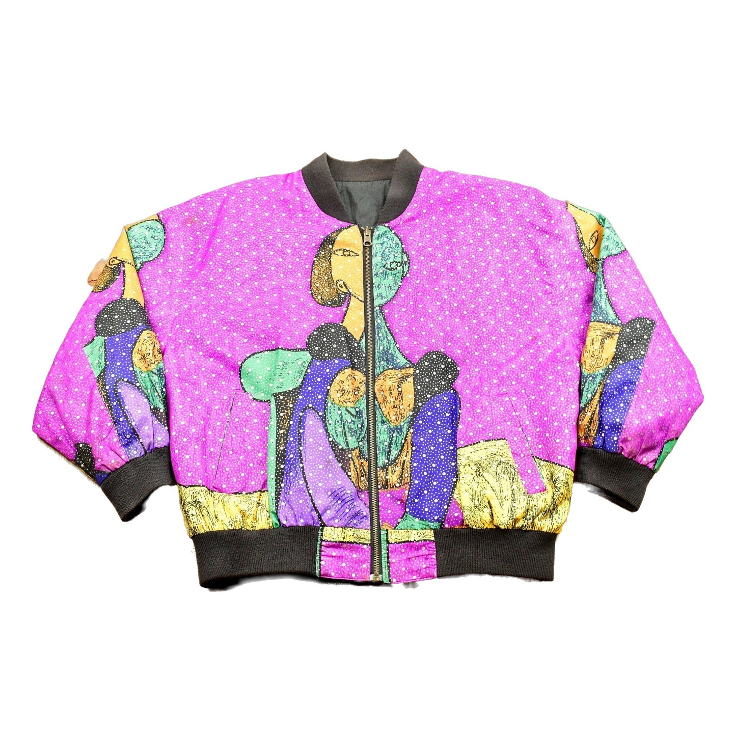 Vintage 1990s Picasso Style All Over Print Full Zip Windbreaker Men's XL from propervintagecanada