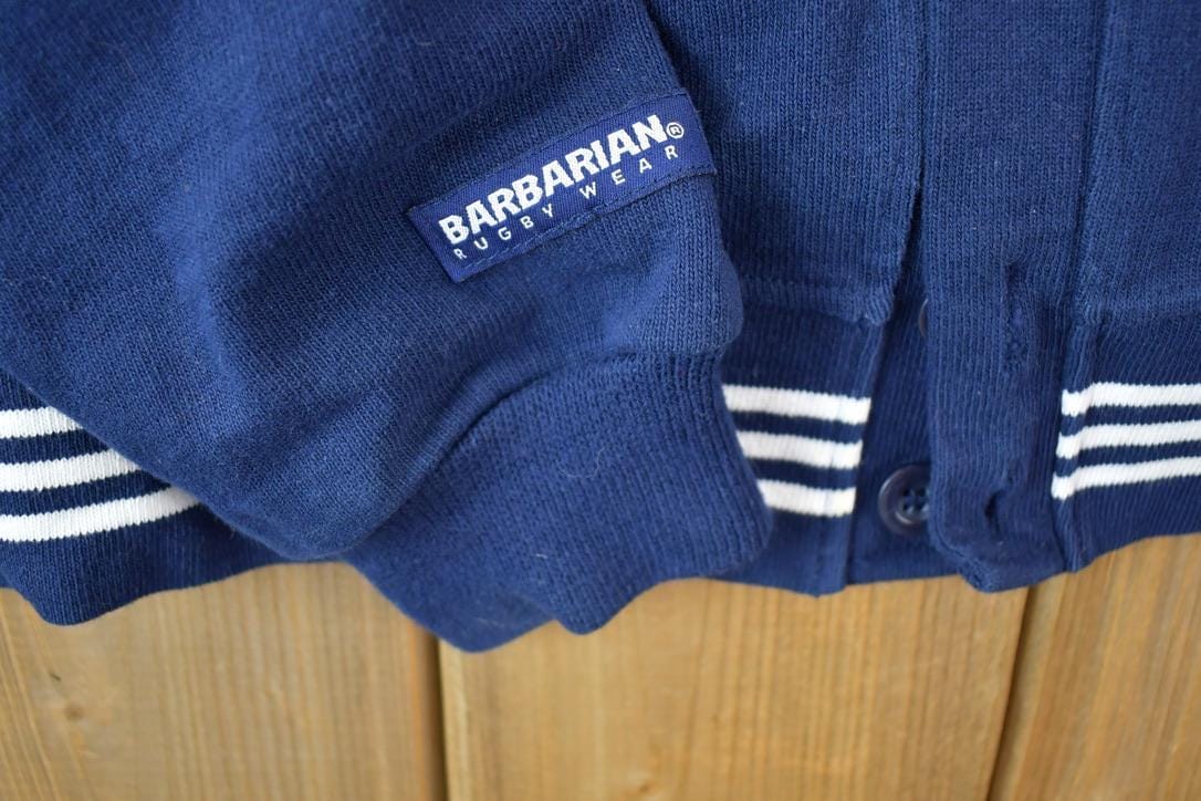 Vintage 1990s Pickering College Heavy Knit Barbarian Cardigan Collegiate Embroidered Knit Men's Medium from propervintagecanada