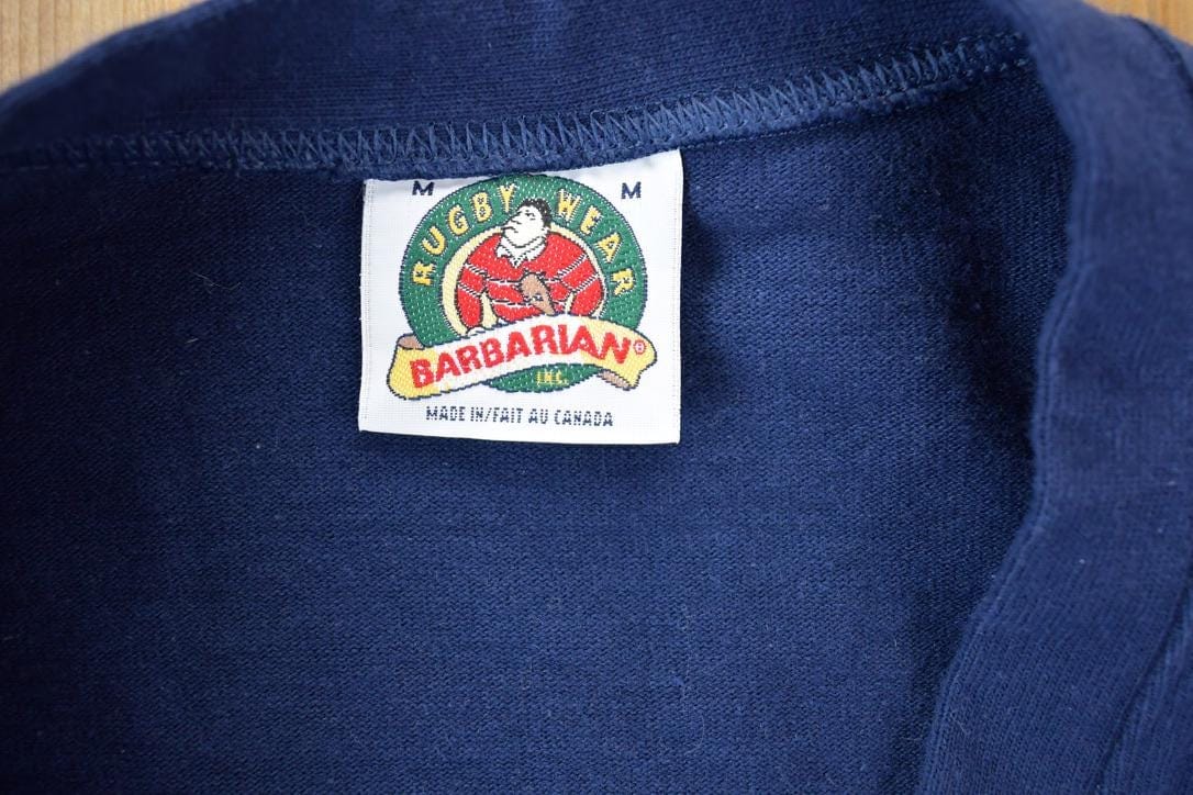 Vintage 1990s Pickering College Heavy Knit Barbarian Cardigan Collegiate Embroidered Knit Men's Medium from propervintagecanada