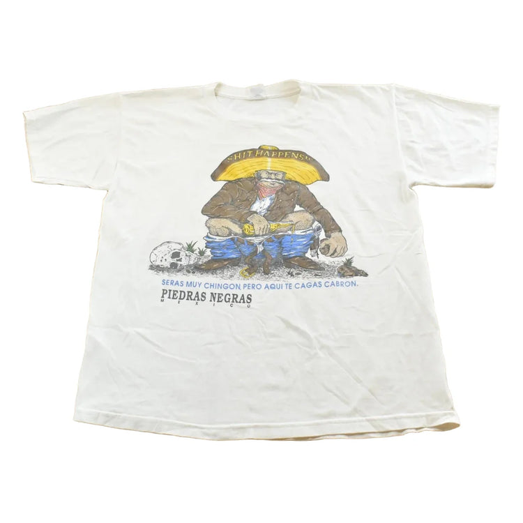 Vintage 1990s Piedras Negras Mexico Shit Happens Funny Travel T-Shirt Mens L from propervintagecanada