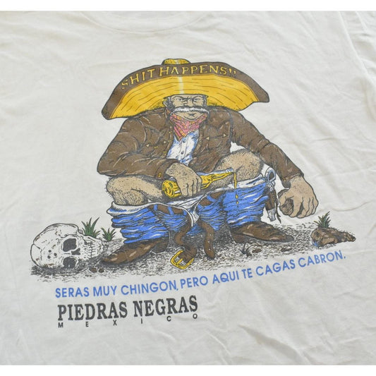 Vintage 1990s Piedras Negras Mexico Shit Happens Funny Travel T-Shirt Mens L from propervintagecanada