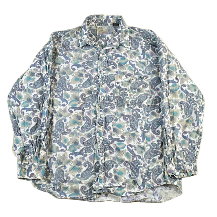 Vintage 1990s Pier Connection Paisley All Over Print Button Up Shirt Mens XL from propervintagecanada