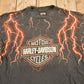 Vintage 1990s Pierce Harley Davidson De Kalb Illinois Lightning Graphic T-Shirt Men's Large from propervintagecanada