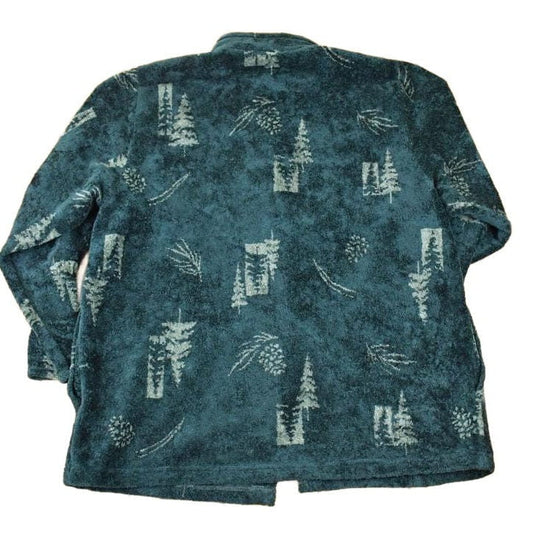 Vintage 1990s Pine Tree AOP Fleece Outdoorsman Sweater Women's XL from propervintagecanada