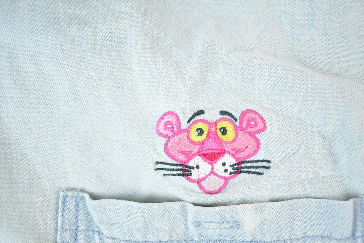 Vintage 1990s Pink Panther Denim Button Up Shirt Mens L from propervintagecanada
