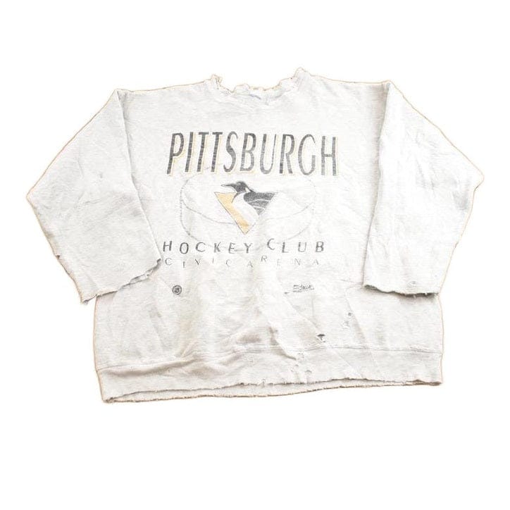 Vintage 1990s Pittsburgh Penguins Hockey Club NHL Distressed Crewneck Sweatshirt Men's Large from propervintagecanada