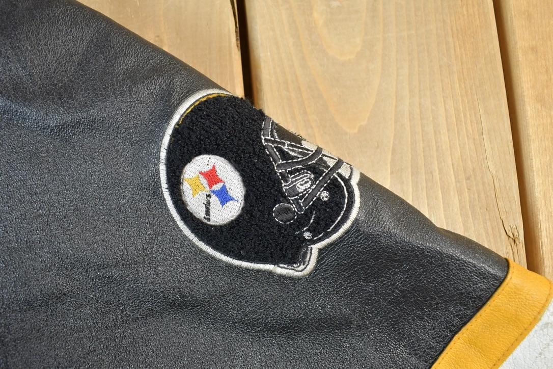 Vintage 1990s Pittsburgh Steelers Leather Varsity NFL Football Jacket from propervintagecanada