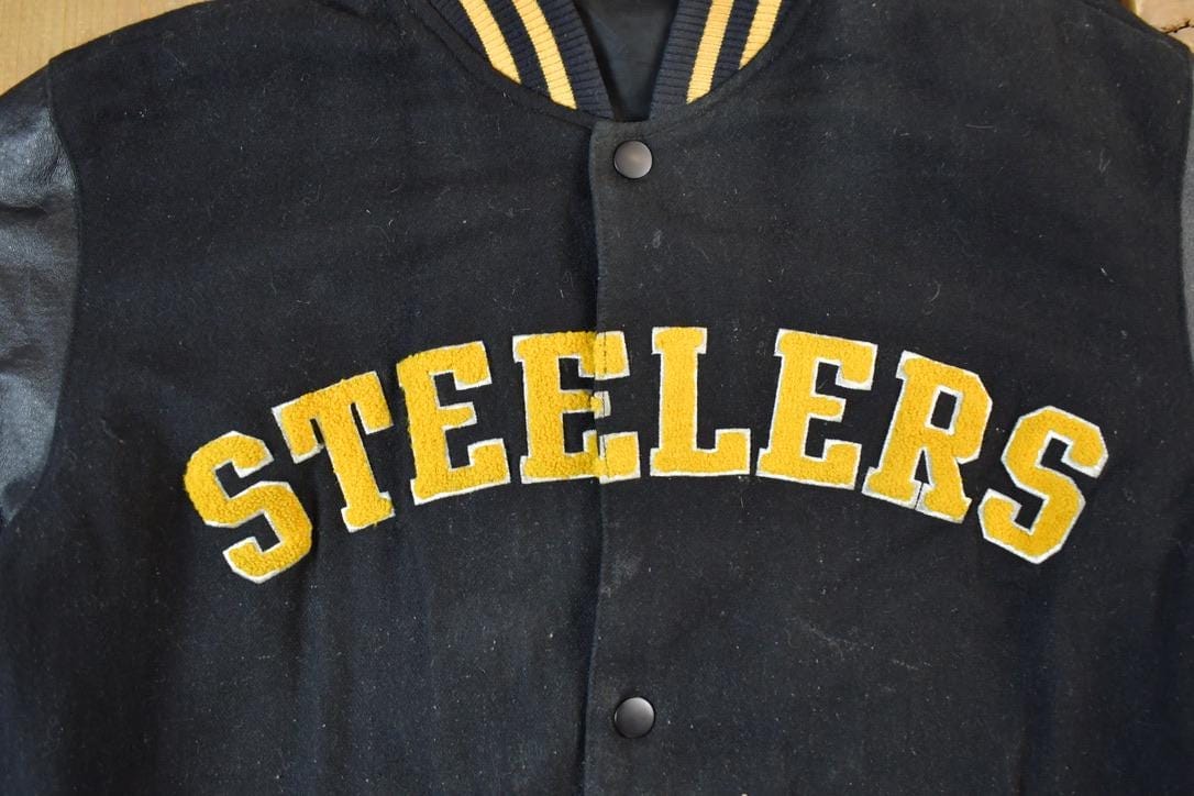 Vintage 1990s Pittsburgh Steelers Leather Varsity NFL Football Jacket from propervintagecanada