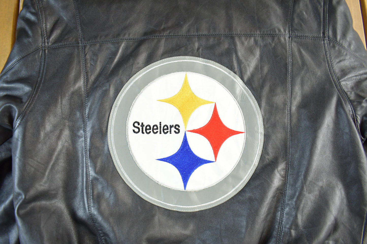 Vintage 1990s Pittsburgh Steelers Leather Varsity NFL Football Jacket Men's Large from propervintagecanada