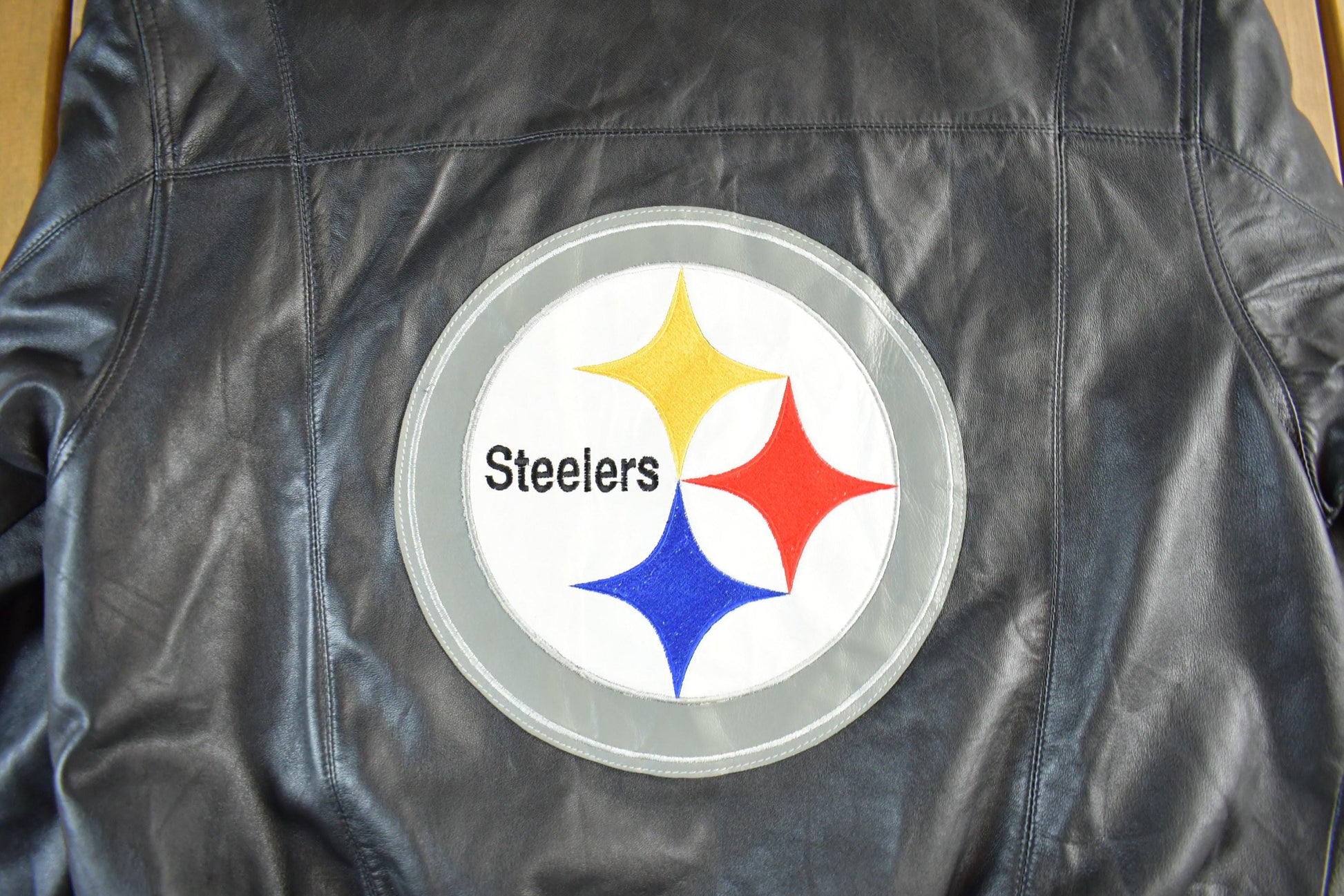Vintage 1990s Pittsburgh Steelers Leather Varsity NFL Football Jacket Men's Large from propervintagecanada