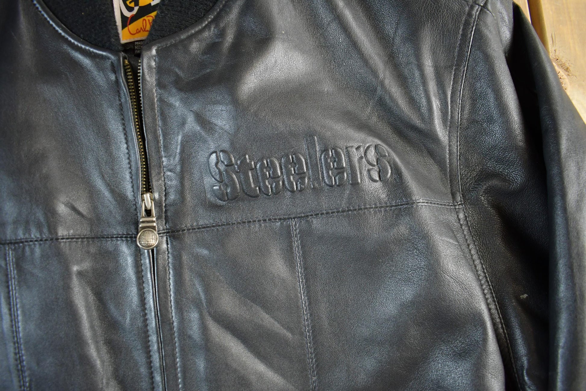 Vintage 1990s Pittsburgh Steelers Leather Varsity NFL Football Jacket Men's Large from propervintagecanada