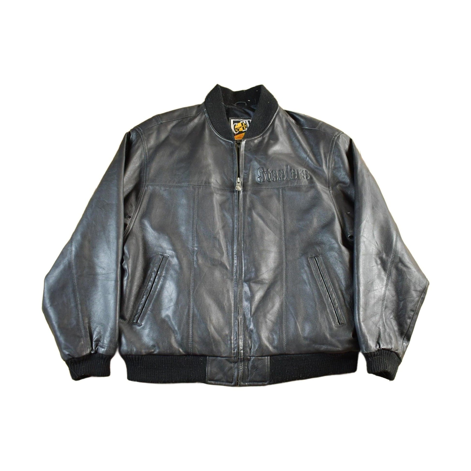 Vintage 1990s Pittsburgh Steelers Leather Varsity NFL Football Jacket Men's Large from propervintagecanada