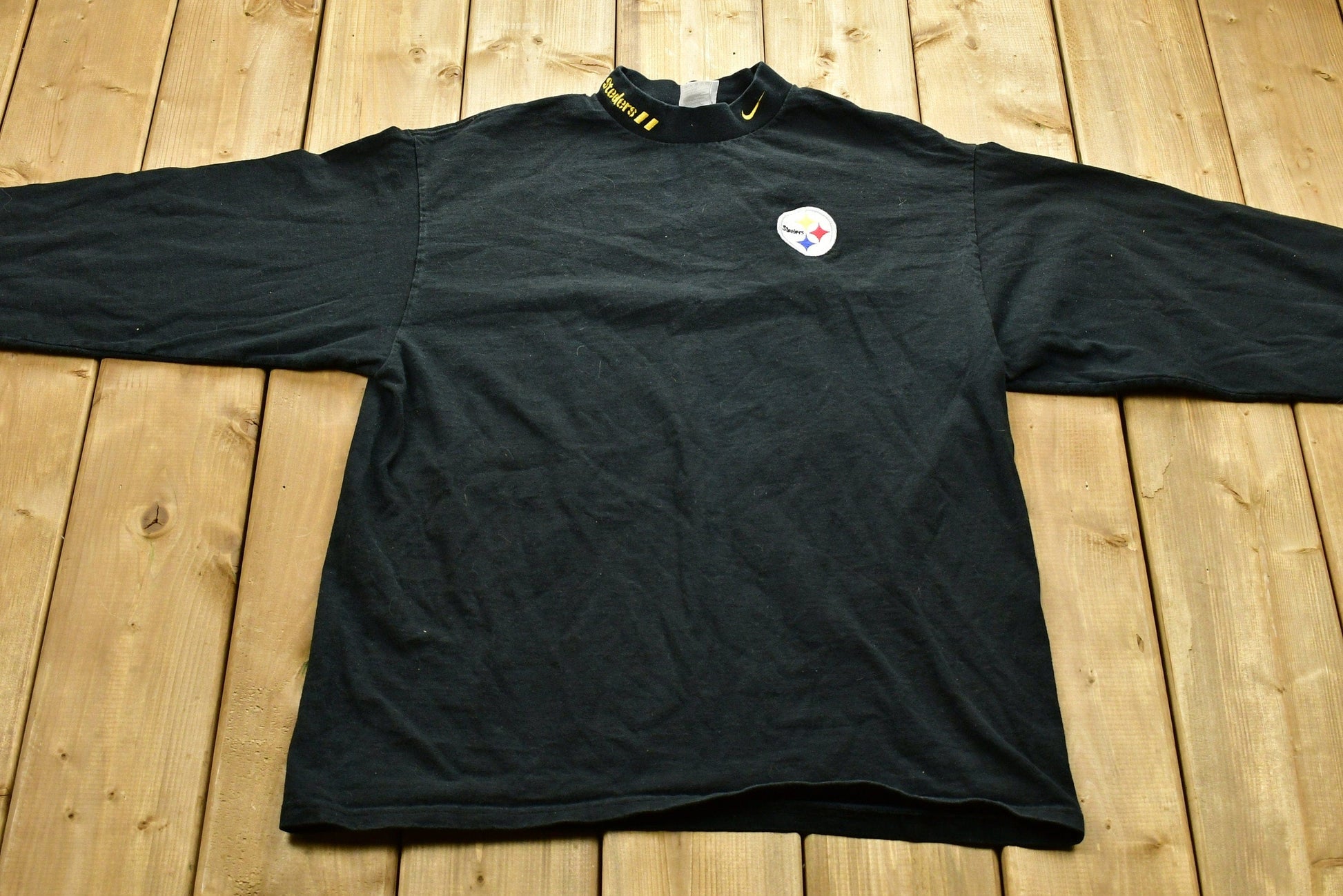 Vintage 1990s Pittsburgh Steelers Longsleeve T-Shirt / Made in USA / NFL / Mock Neck / Embroidery / 90s Streetwear / Athleisure / Sportswear from propervintagecanada