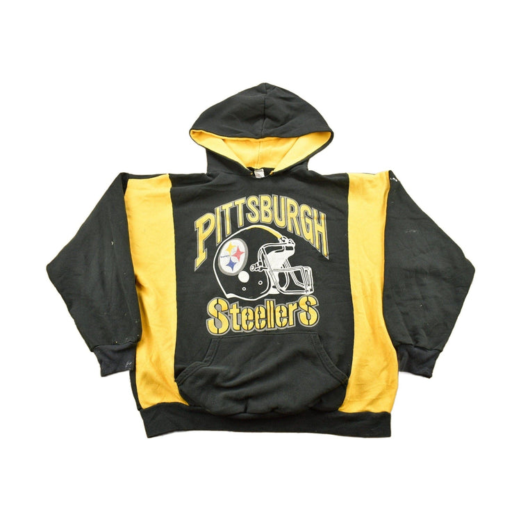 Vintage 1990s Pittsburgh Steelers NFL Color Block Hoodie Men's XL from propervintagecanada