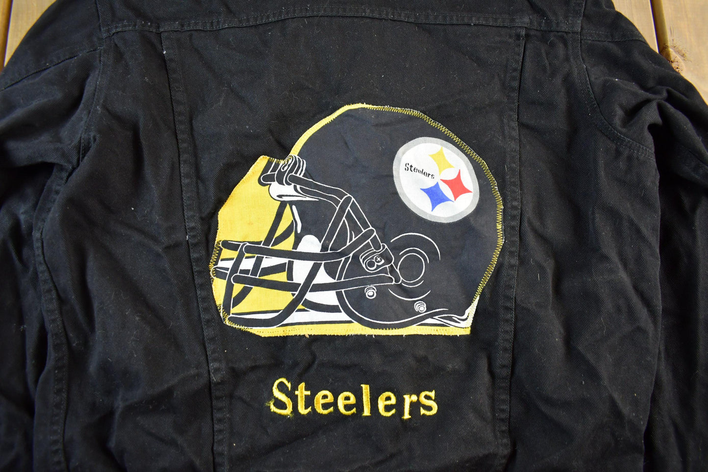 Vintage 1990s Pittsburgh Steelers NFL Denim Jean Trucker Jacket Men's Large from propervintagecanada