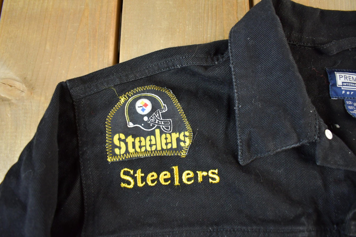 Vintage 1990s Pittsburgh Steelers NFL Denim Jean Trucker Jacket Men's Large from propervintagecanada