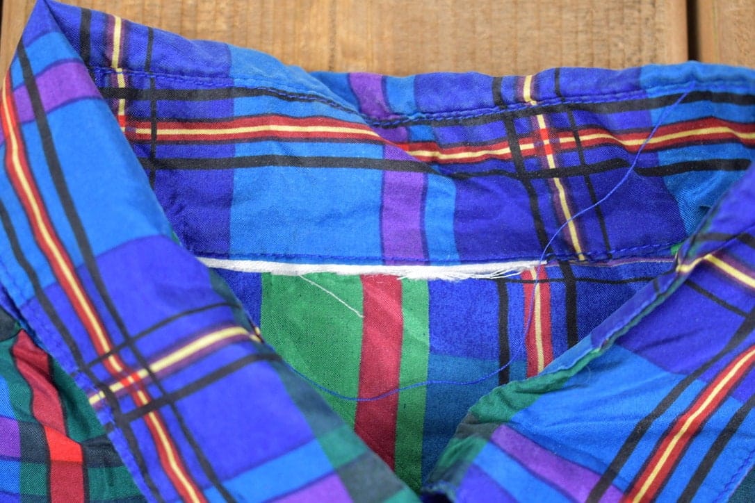 Vintage 1990s Plaid Button Up Shirt Men's Medium from propervintagecanada