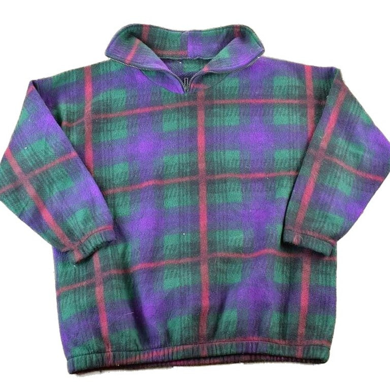 Vintage 1990s Plaid Fleece Outdoorsman Sweater Men's XL from propervintagecanada