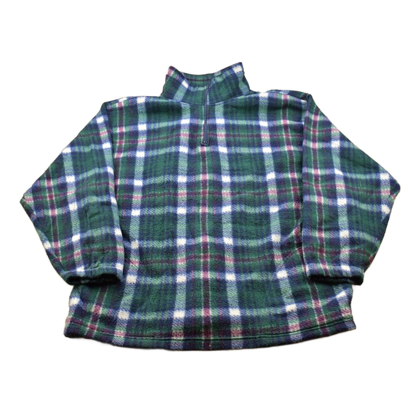 Vintage 1990s Plaid Fleece Quarter Zip Sweater Men's Large from propervintagecanada