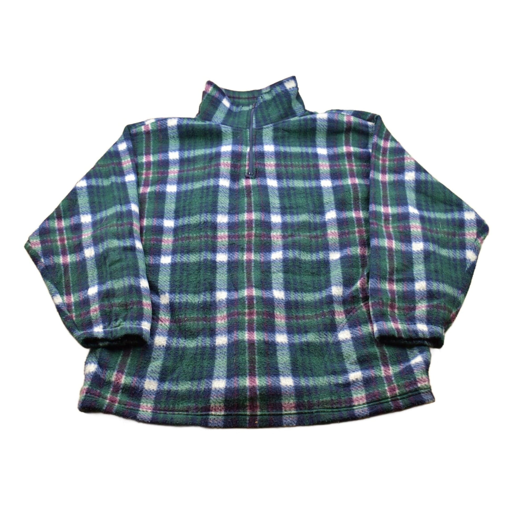 Vintage 1990s Plaid Fleece Quarter Zip Sweater Men's Large from propervintagecanada