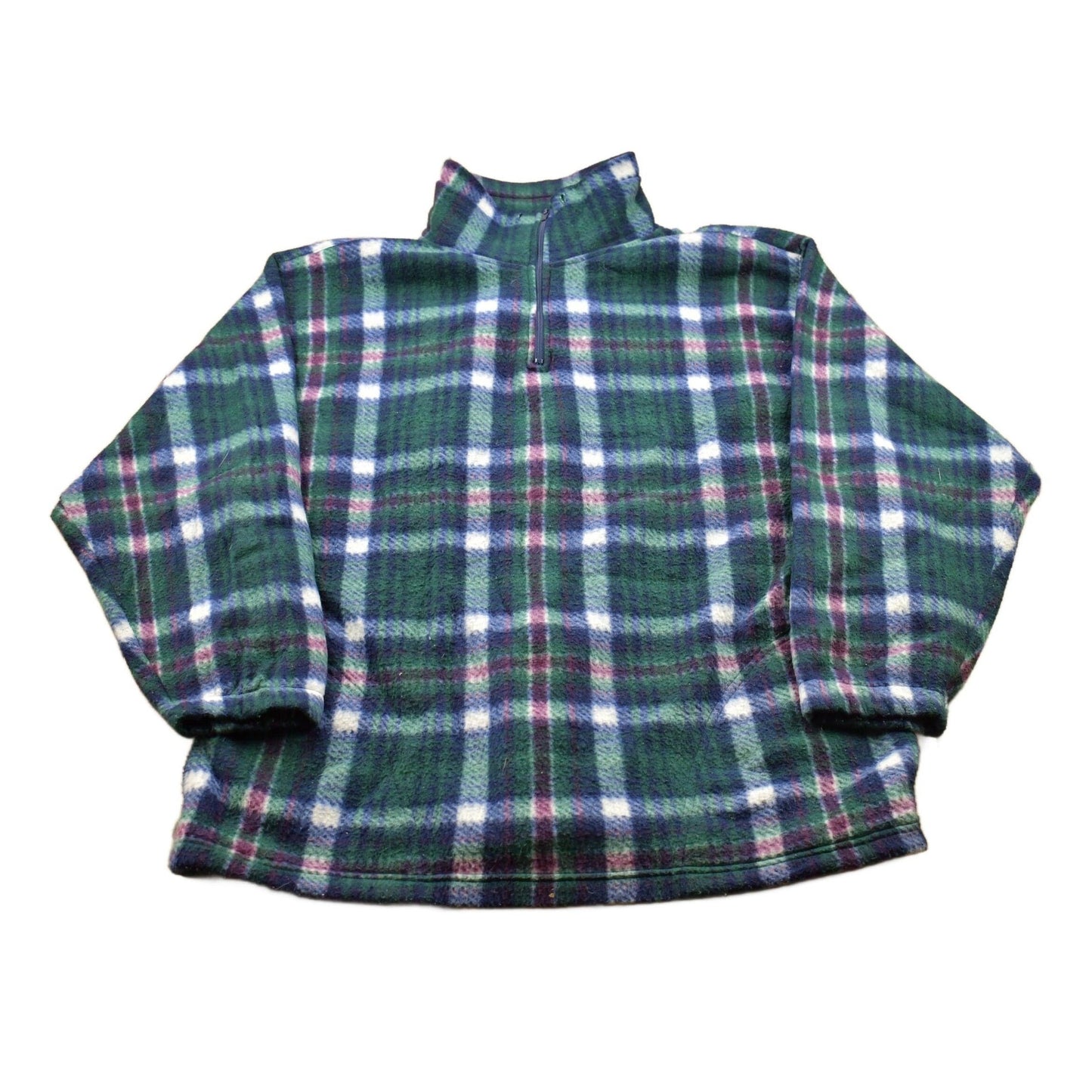 Vintage 1990s Plaid Fleece Quarter Zip Sweater Men's Large from propervintagecanada