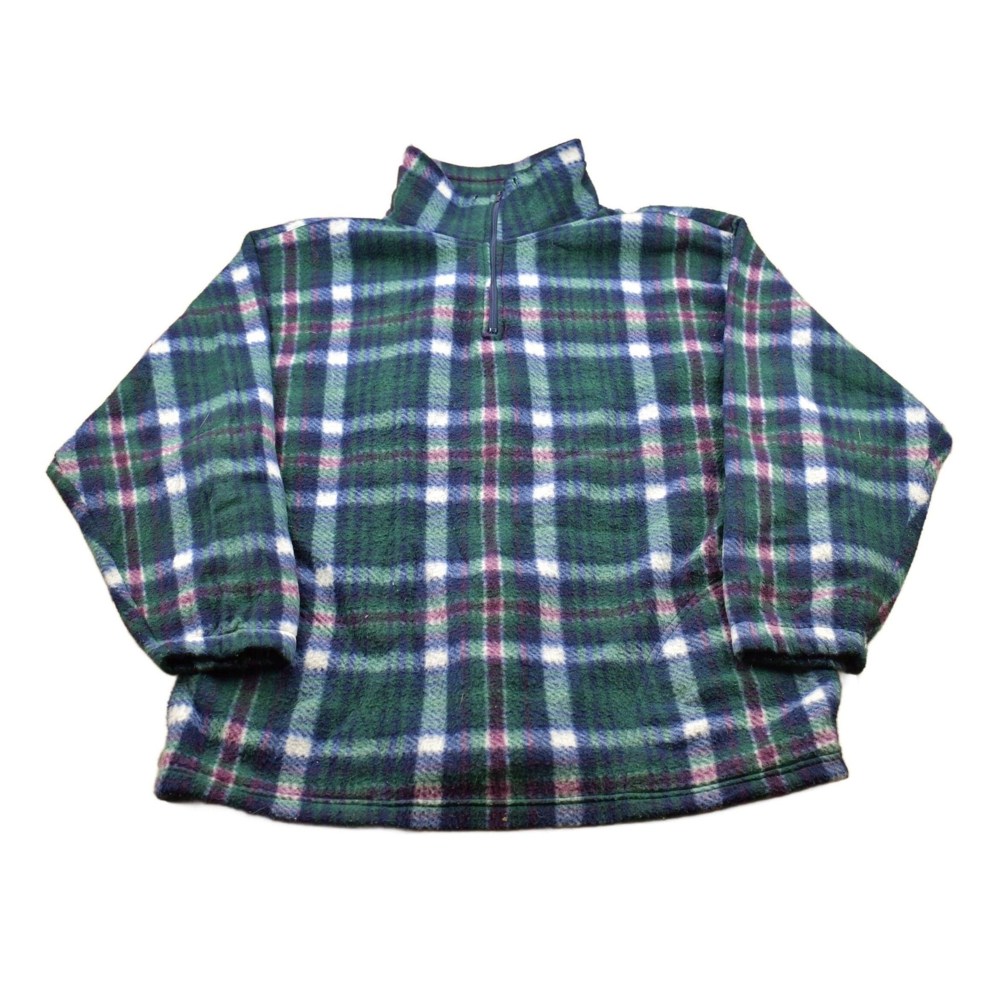 Vintage 1990s Plaid Fleece Quarter Zip Sweater Men's Large from propervintagecanada