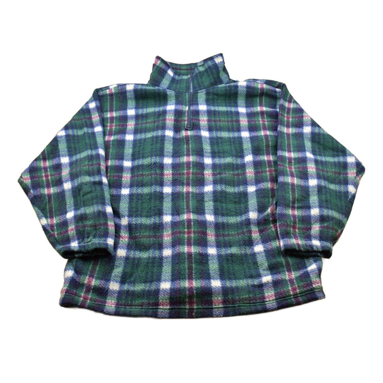 Vintage 1990s Plaid Fleece Quarter Zip Sweater Men's Large from propervintagecanada