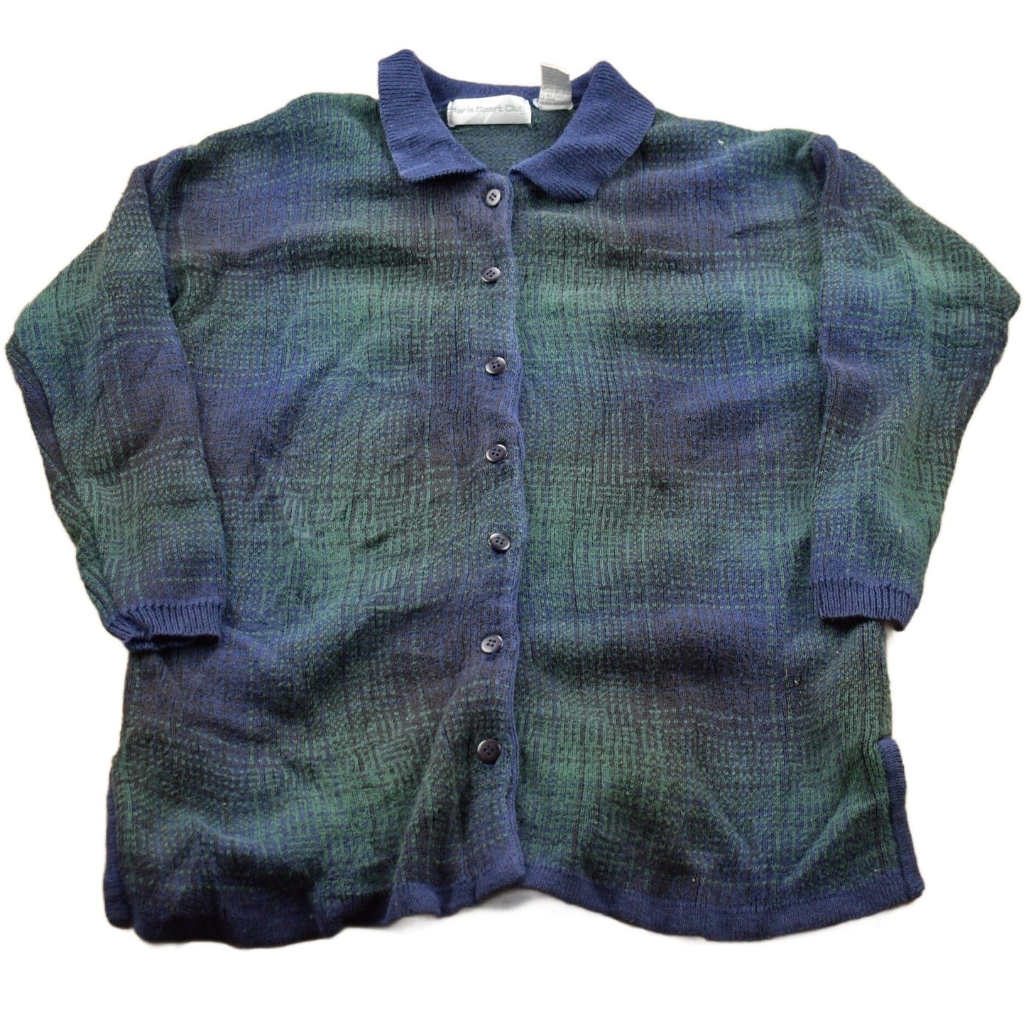 Vintage 1990s Plaid Knitted Button Up Collared Sweater Men's Small from propervintagecanada