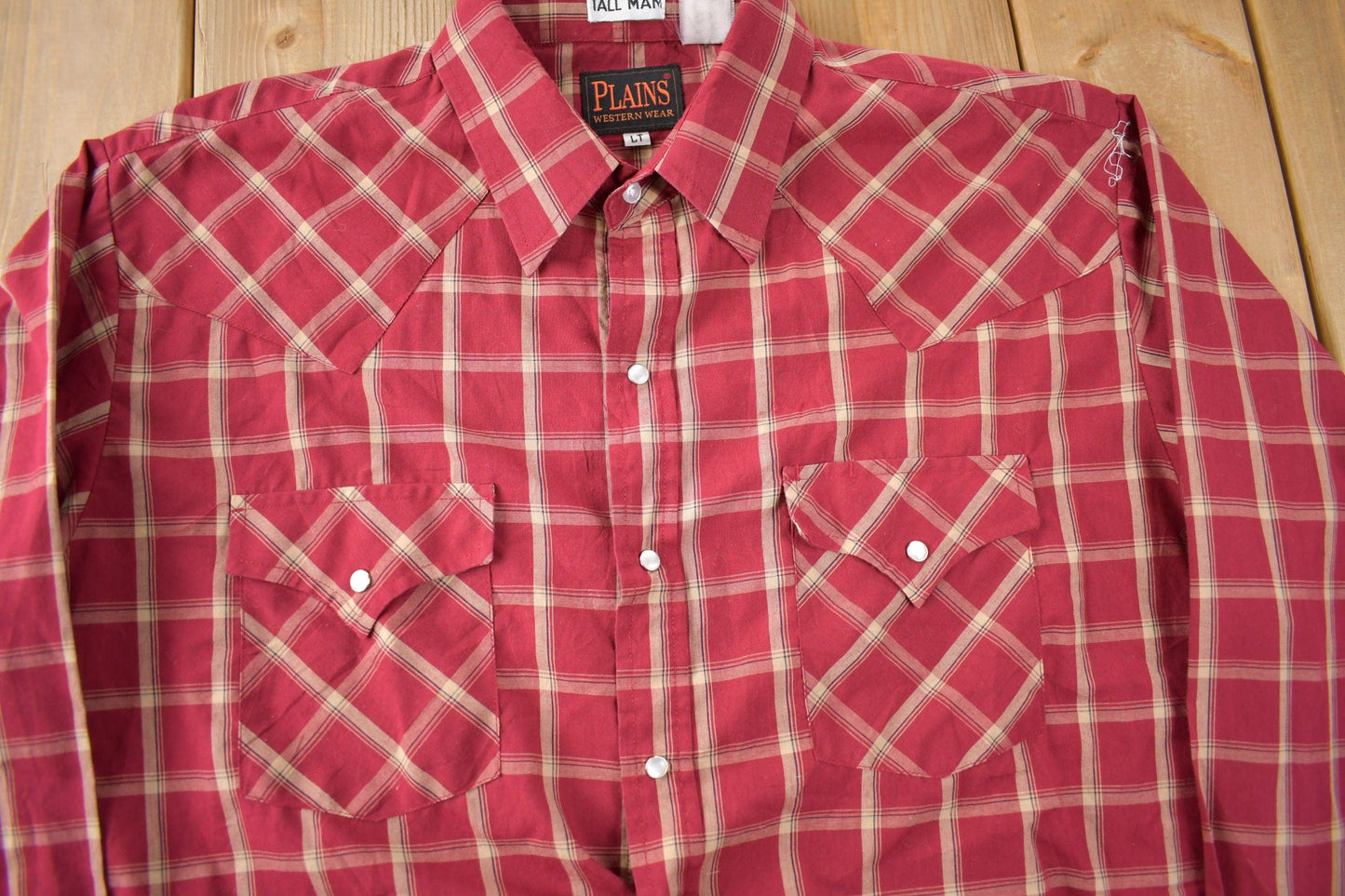 Vintage 1990s Plains Western Wear Plaid Button Up Shirt Men's Large Tall from propervintagecanada