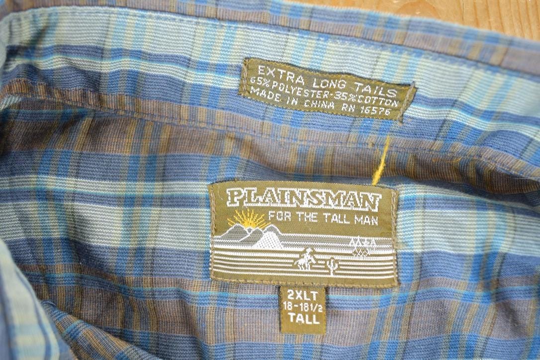 Vintage 1990s Plainsman For The Tall Man Striped Button Up Shirt Mens XL from propervintagecanada