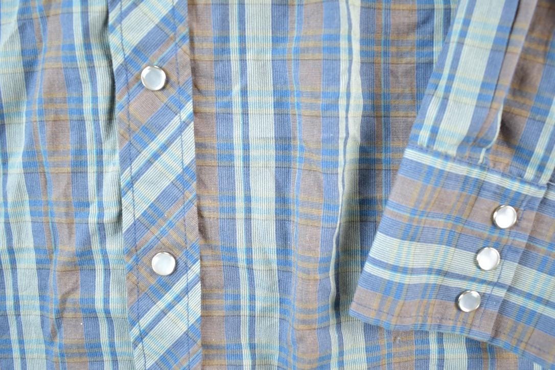 Vintage 1990s Plainsman For The Tall Man Striped Button Up Shirt Mens XL from propervintagecanada